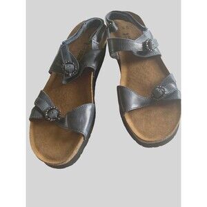 NAOT Blue Leather Ankle Strap Jeweled Buckle Sandal EU 41 US 10